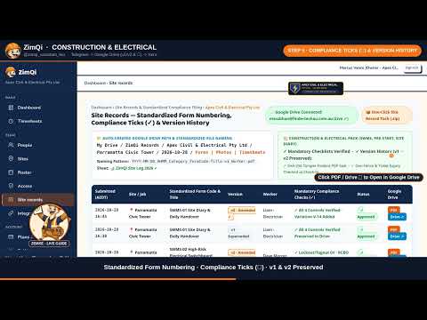 Construction & Electrical Timesheets + SWMS Forms in Telegram & Google Drive | ZimQi